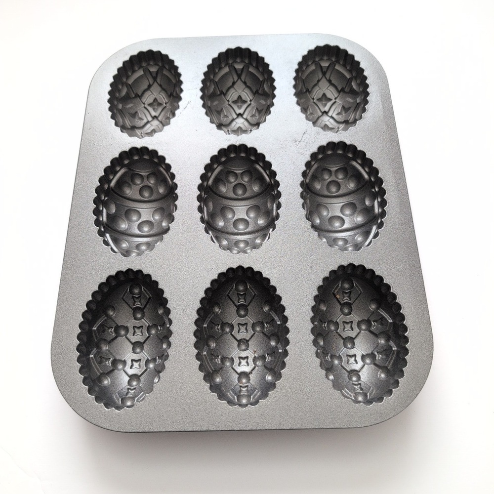 Nordic Ware Egg Muffin Pan Easter Baking Cast Aluminum 9 Casts Spring Brunch